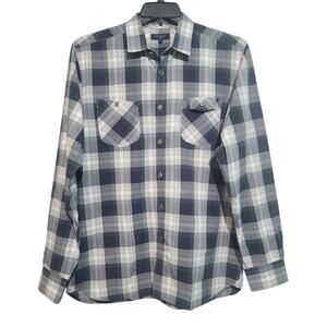 Ted Baker London Plaid Button Shirt Blue Gray 4 Large Western GUC